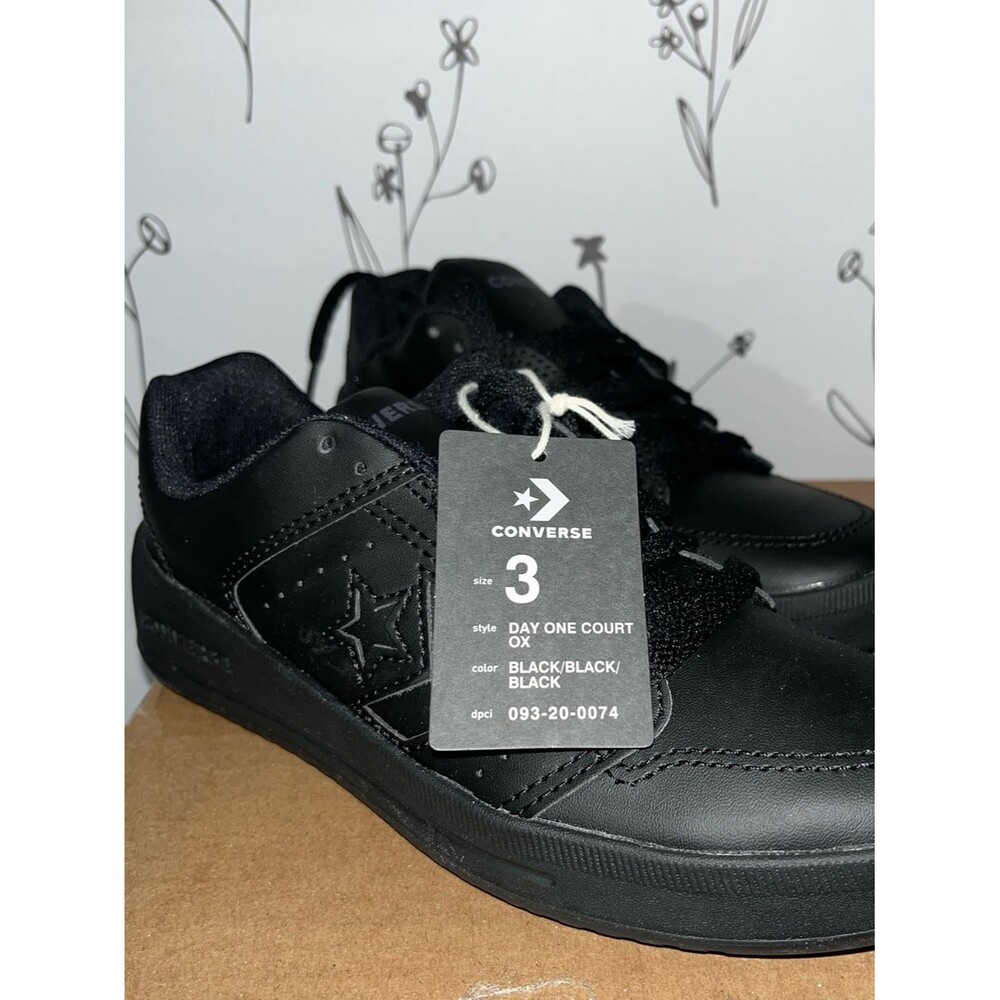 Converse Kids’/Adult Day One Court Classic Sneakers – Black – M 3 / W 4.5